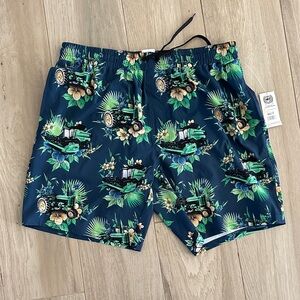 Cinch Men's Tropical Tractor Print Swim Shorts